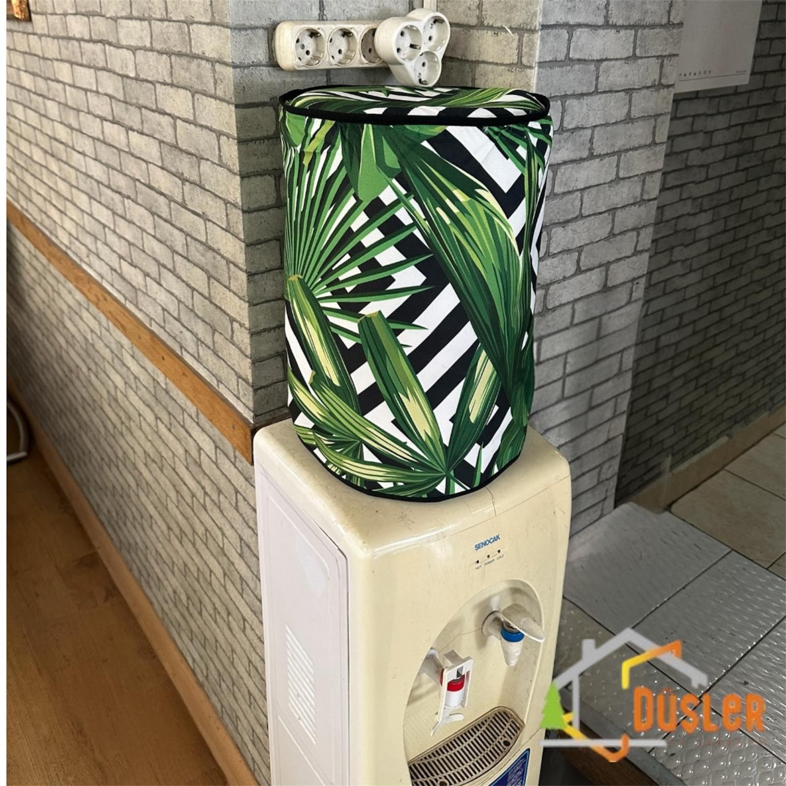 Yeşil Zikzak Yaprak Desenli Damacana Kılıfı Sebil Koruma Saklama Örtüsü 