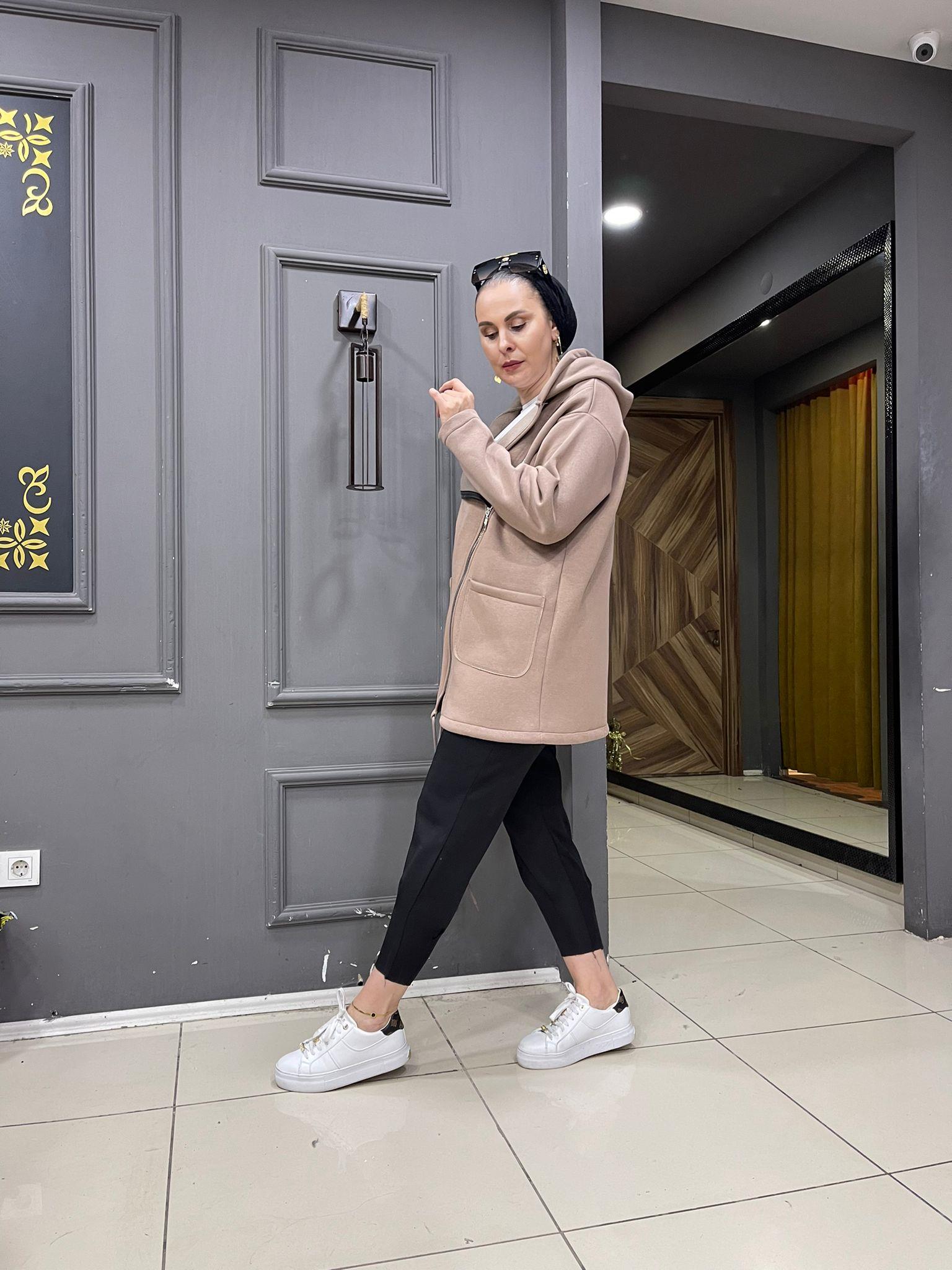 3 İplik Asimetrik Hırka Vizon
