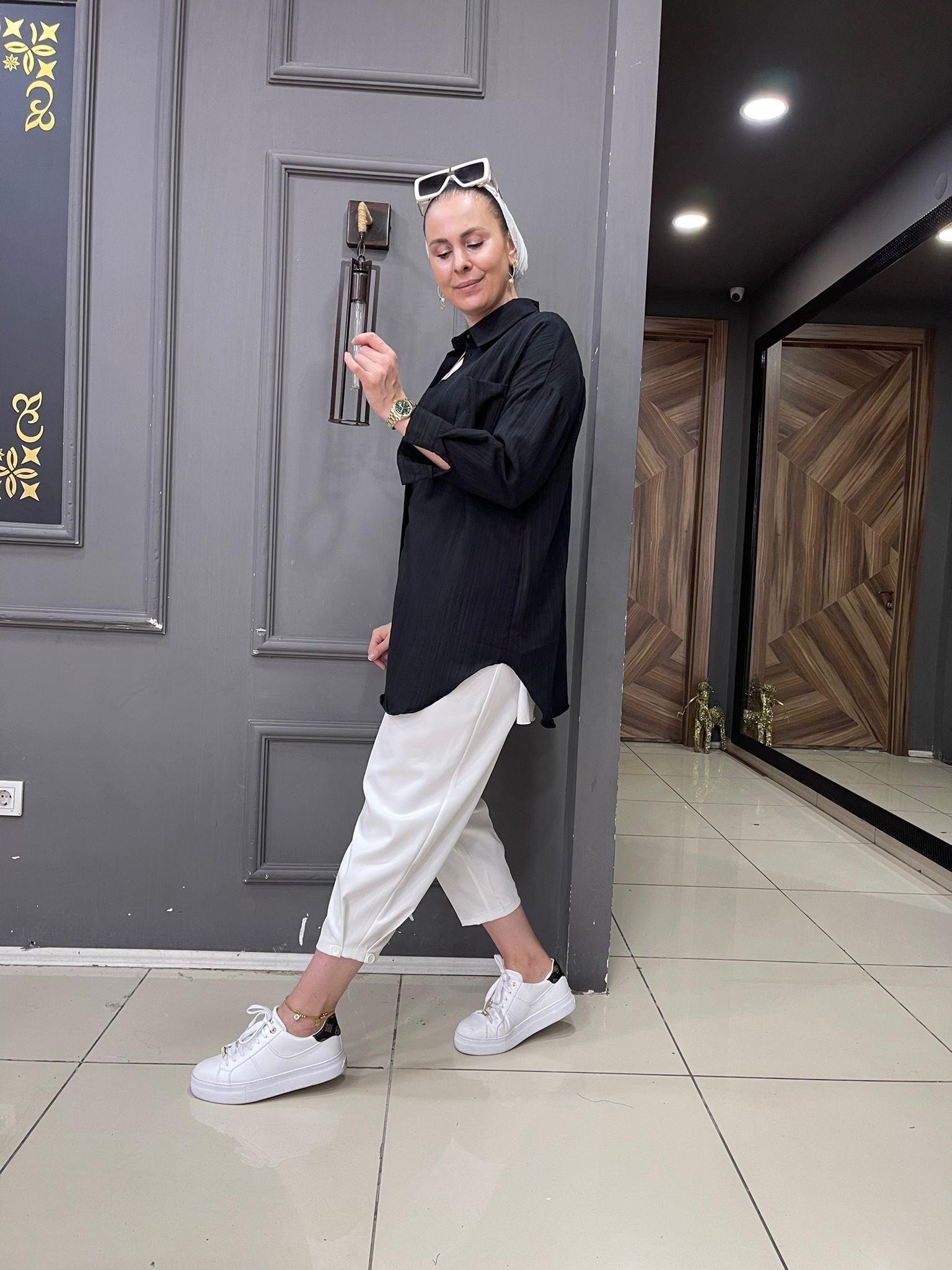 Bürümcük Oversize Gömlek Siyah