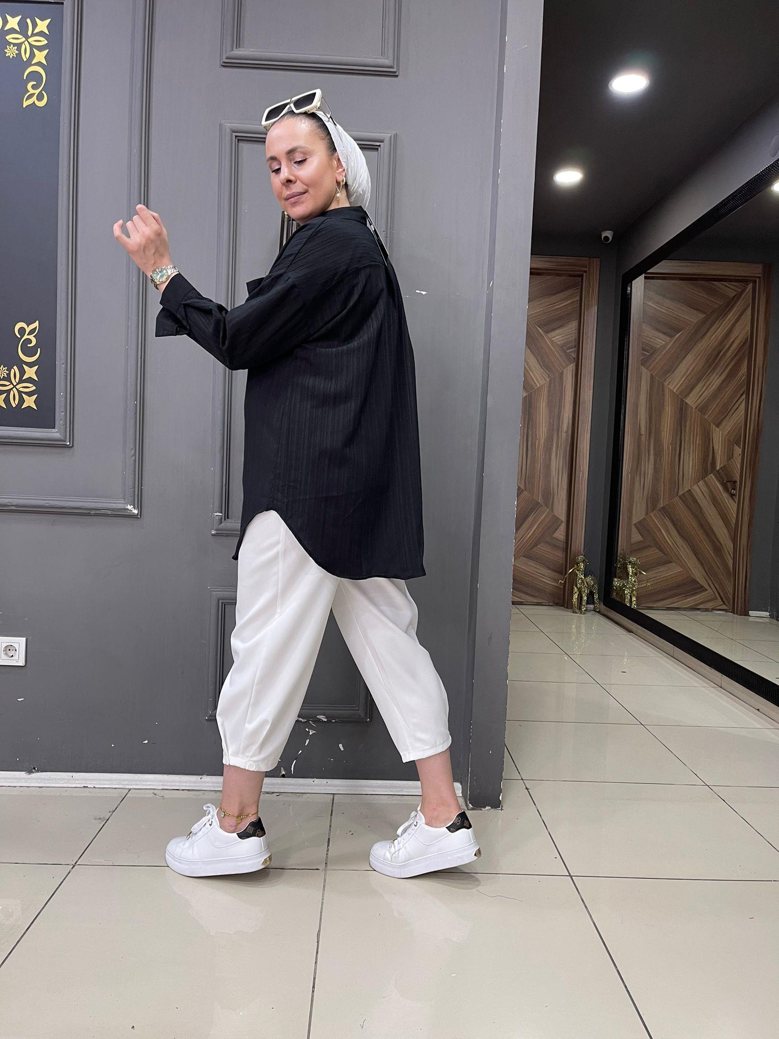 Bürümcük Oversize Gömlek Siyah