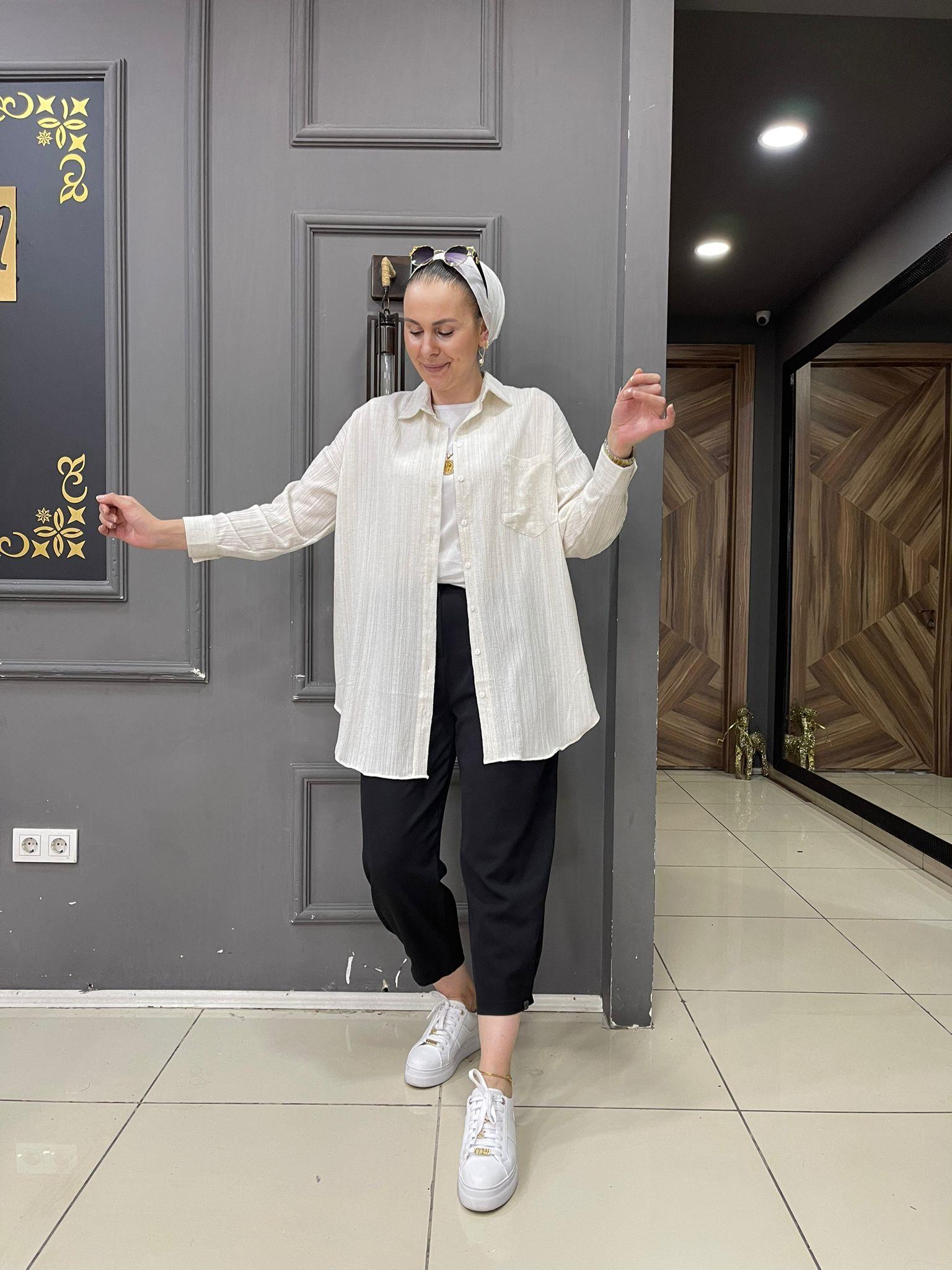 Bürümcük Oversize Gömlek Taş