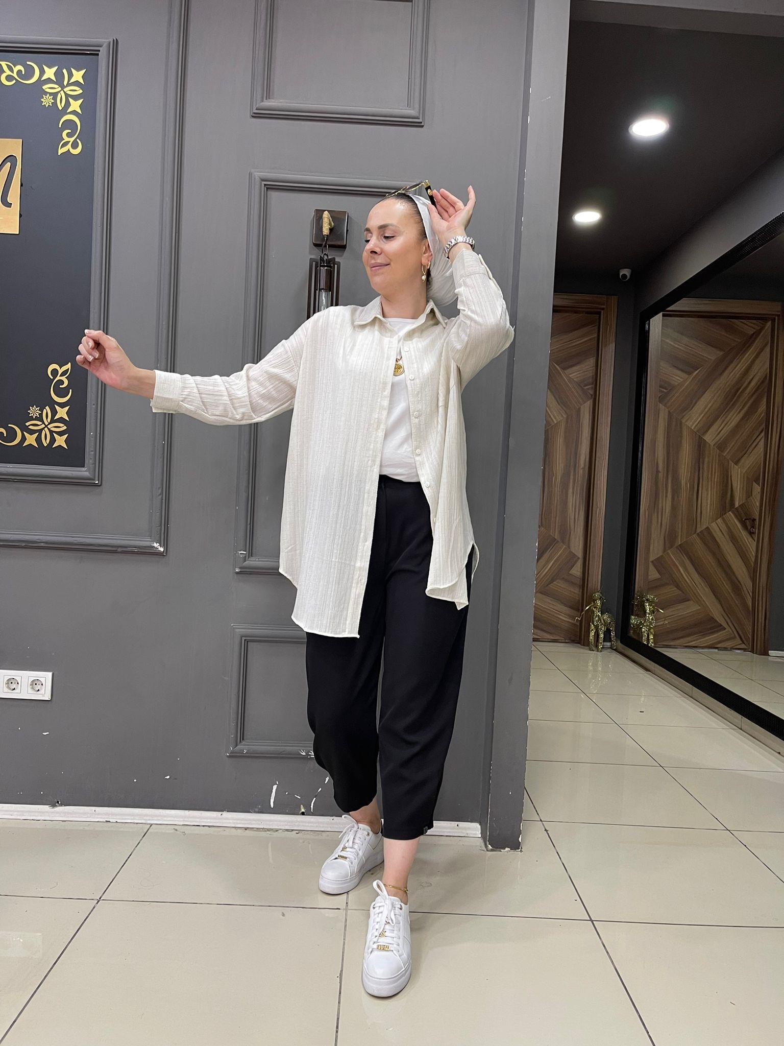 Bürümcük Oversize Gömlek Taş