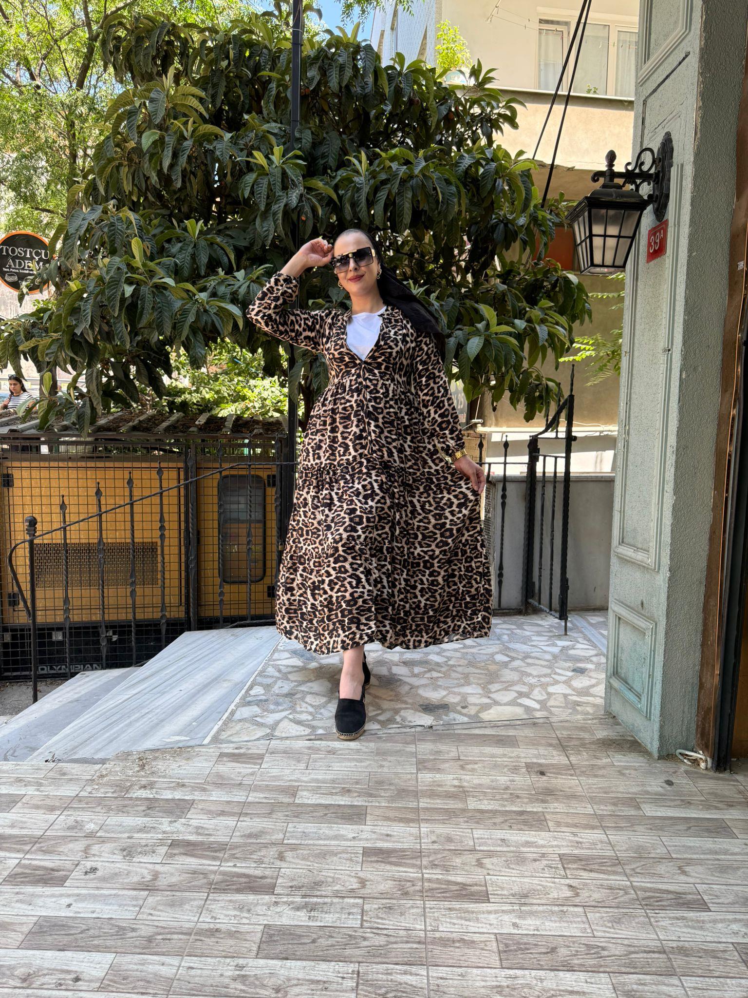 Leopar Desen Elbise