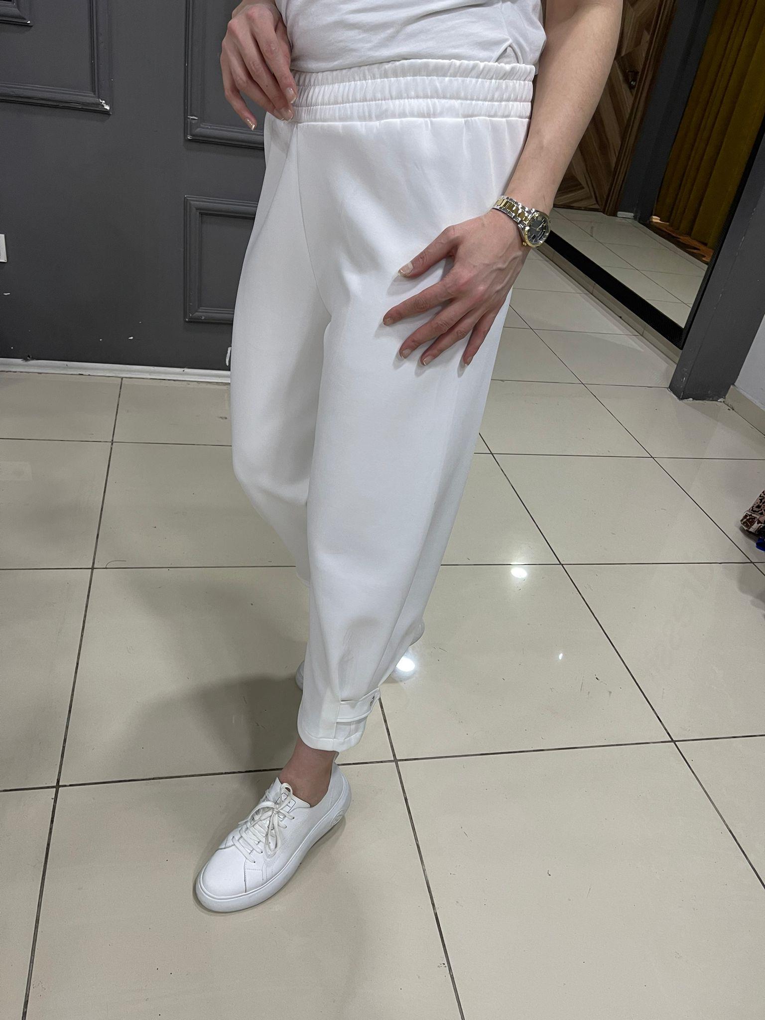 Paça Çıtçıt Şalvar Scuba Pantolon Beyaz