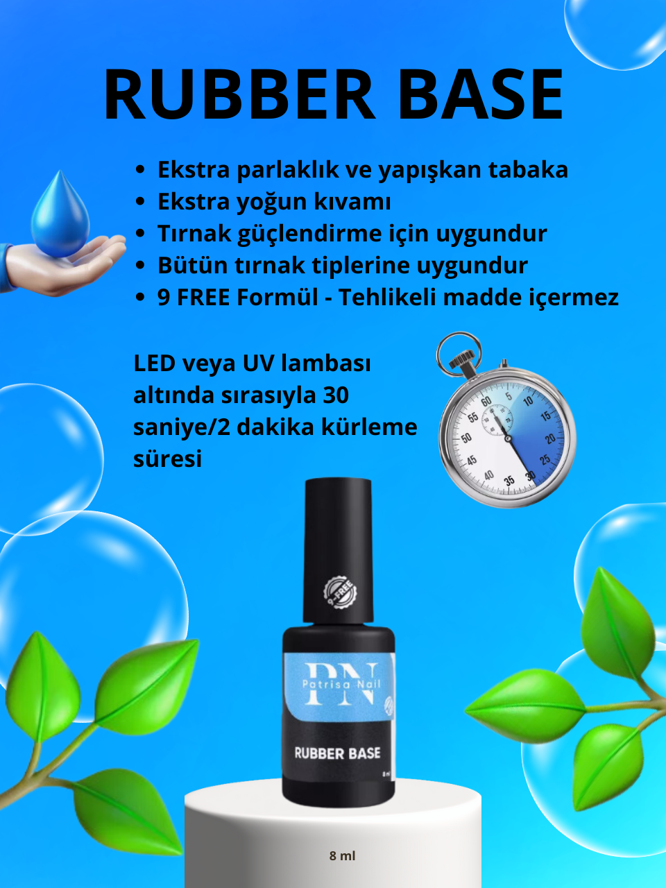 Patrisa NailBase coatRubber Base coat / Baz kat 8 ml