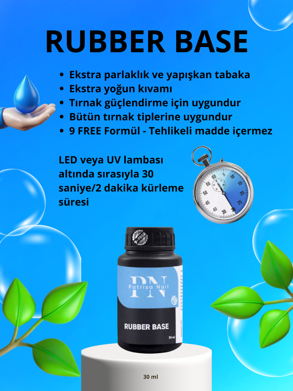 Patrisa NailBase coatRubber Base, salon boyu 30 ml