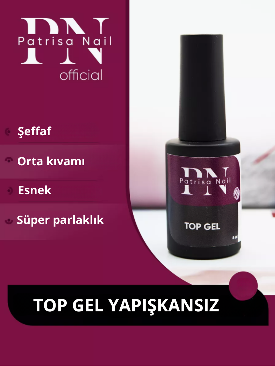Patrisa NailTop CoatTop Gel Coat No wipe 8 ml