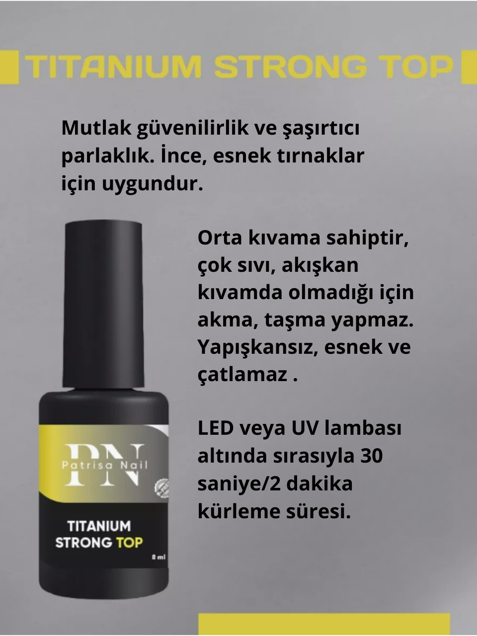 Patrisa NailTop CoatTitanium Strong Тоp Coat 8 ml No wipe