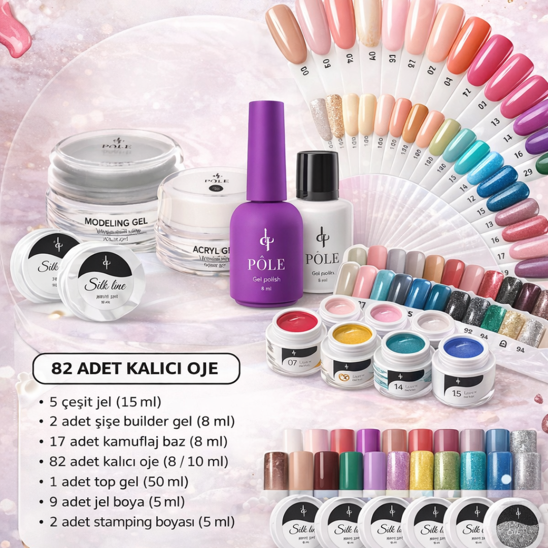 Pole ProfessionalSetlerBÜYÜK FIRSAT SETİ • 82 Oje + 5 Jel + 17 Kamuflaj Baz