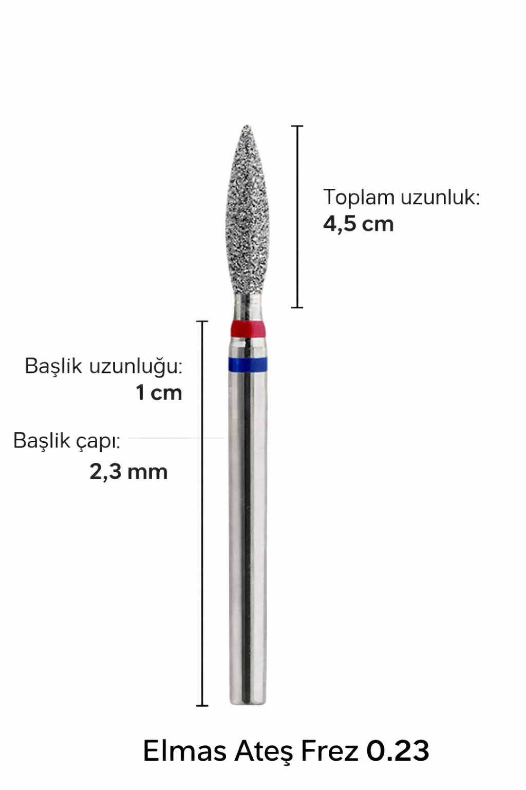 VladMiva RussiaTırnak İçin Freze UçlarıElmas Freze başlık (Yumuşak - Kırmızı/Mavi ) Ateş 0,23 mm