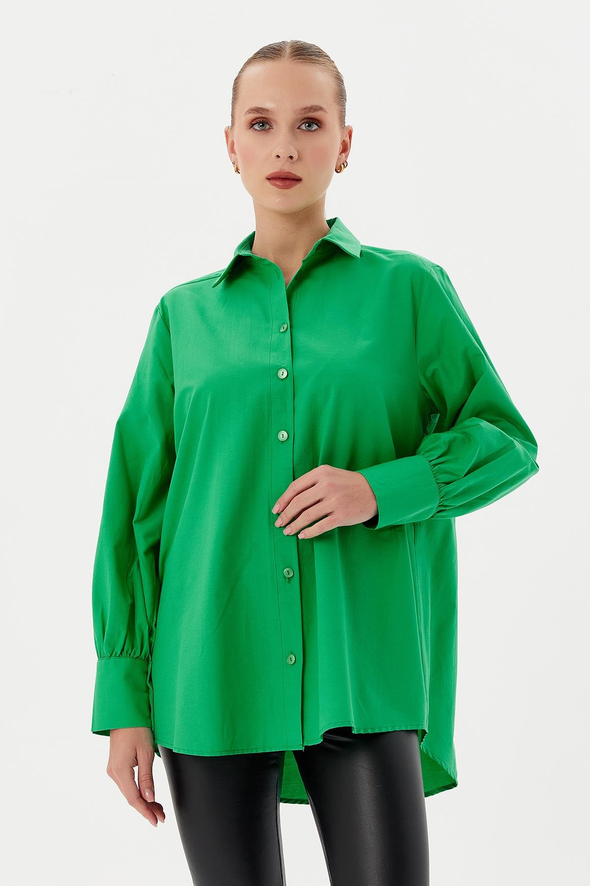 DADALİ Balon Kol Tunik Benetton Yeşil