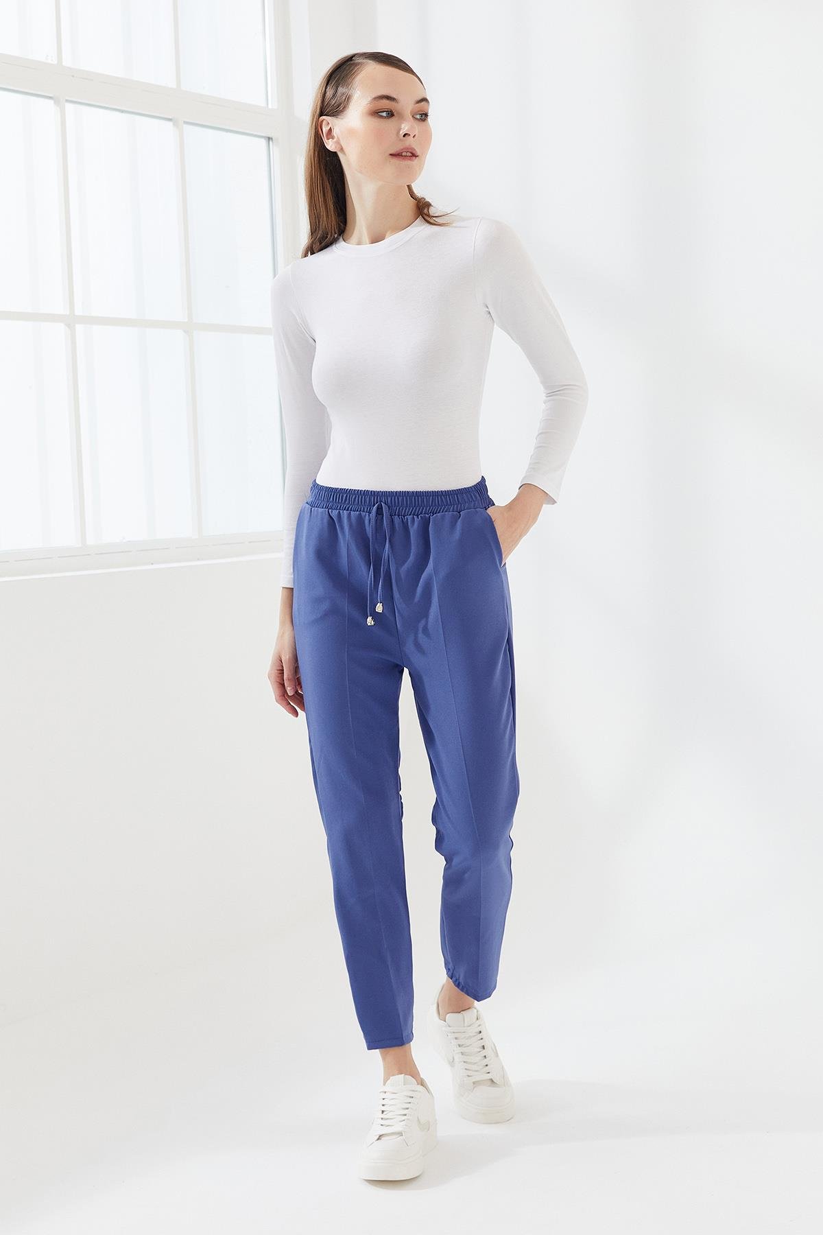 DADALİ Beli Lastikli Cepli Pantolon Saks