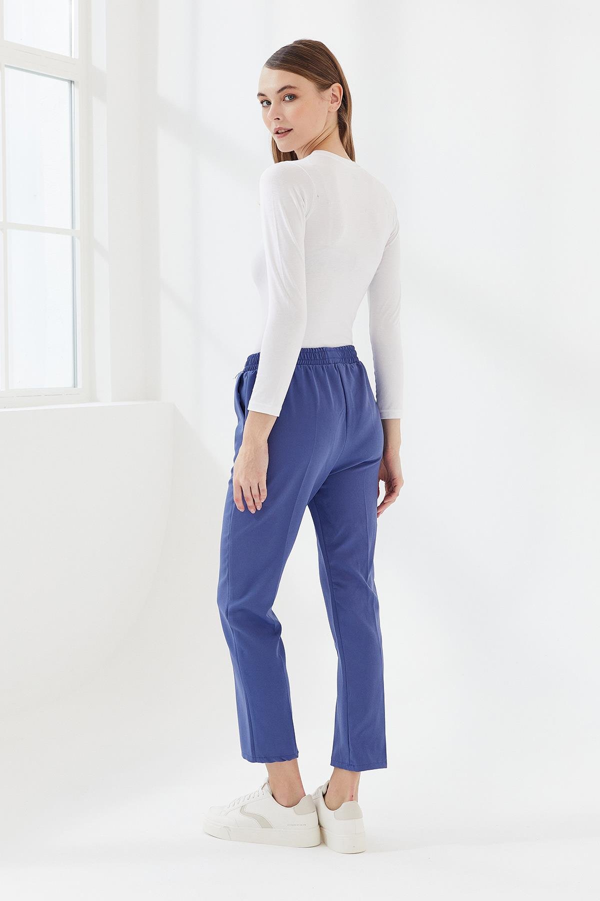 DADALİ Beli Lastikli Cepli Pantolon Saks