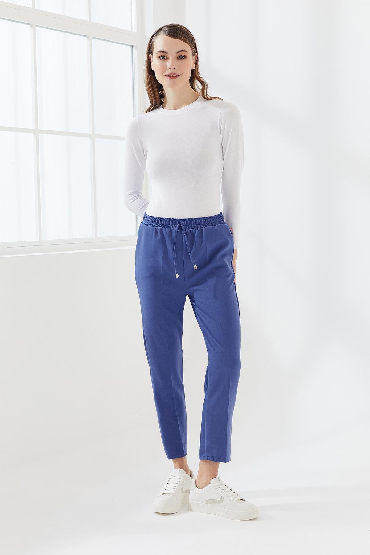DADALİ Beli Lastikli Cepli Pantolon Saks