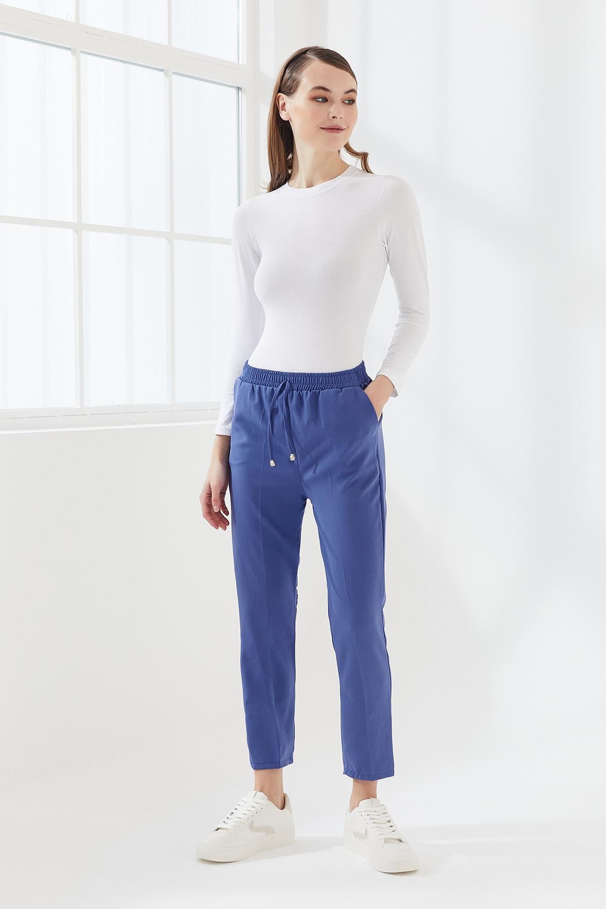 DADALİ Beli Lastikli Cepli Pantolon Saks