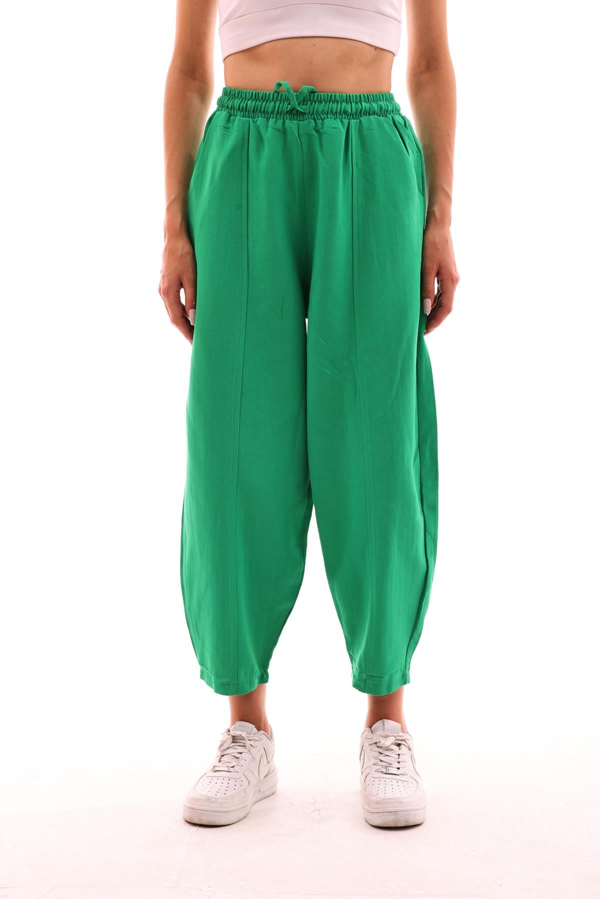 DADALİ Beli Lastikli Şalvar Pantolon Benetton Yeşil