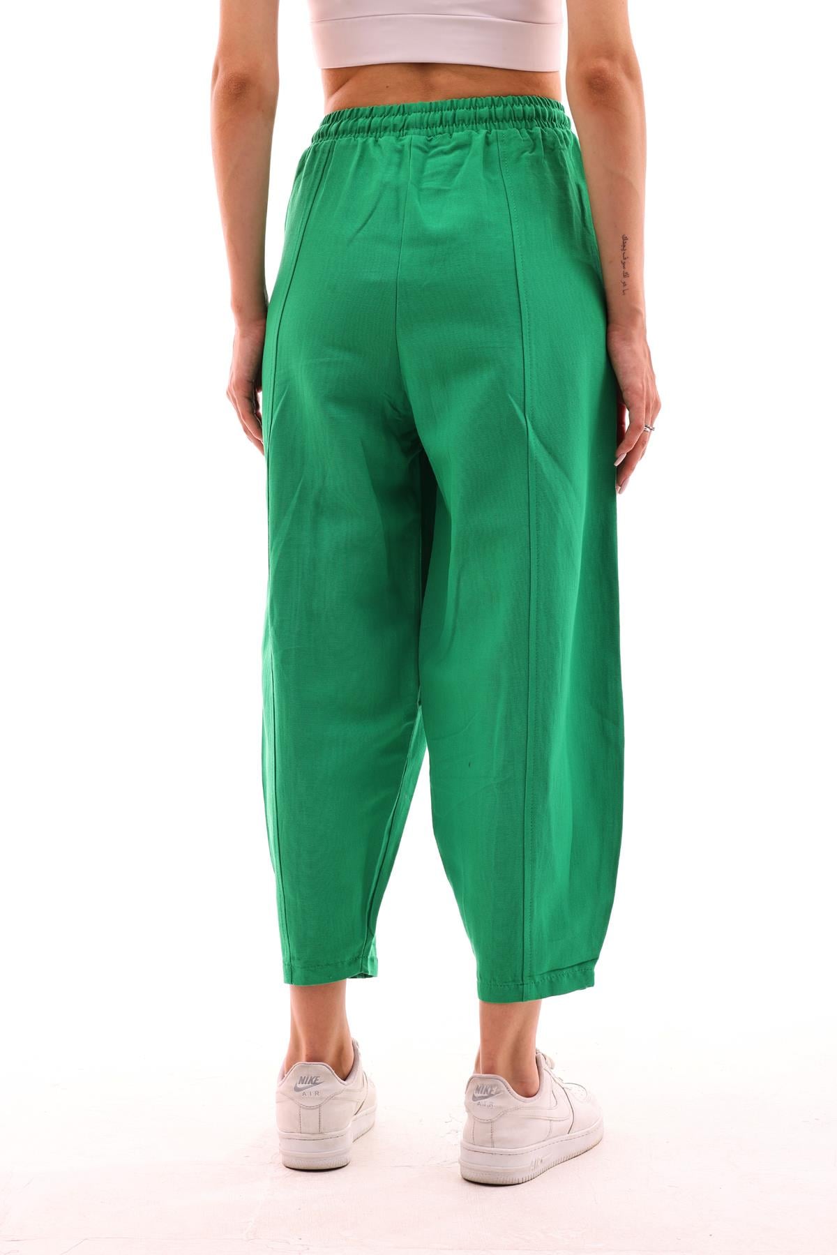 DADALİ Beli Lastikli Şalvar Pantolon Benetton Yeşil