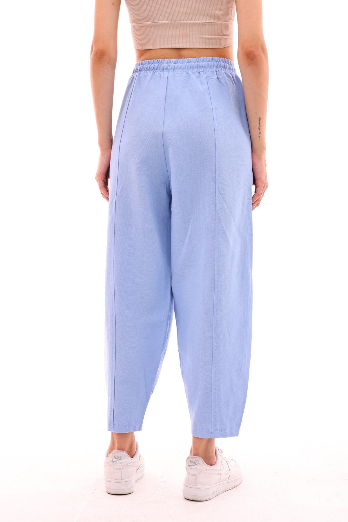 DADALİ Beli Lastikli Şalvar Pantolon Bebe Mavisi