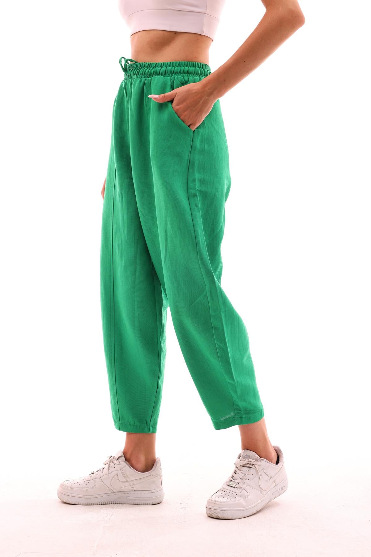 DADALİ Beli Lastikli Şalvar Pantolon Benetton Yeşil