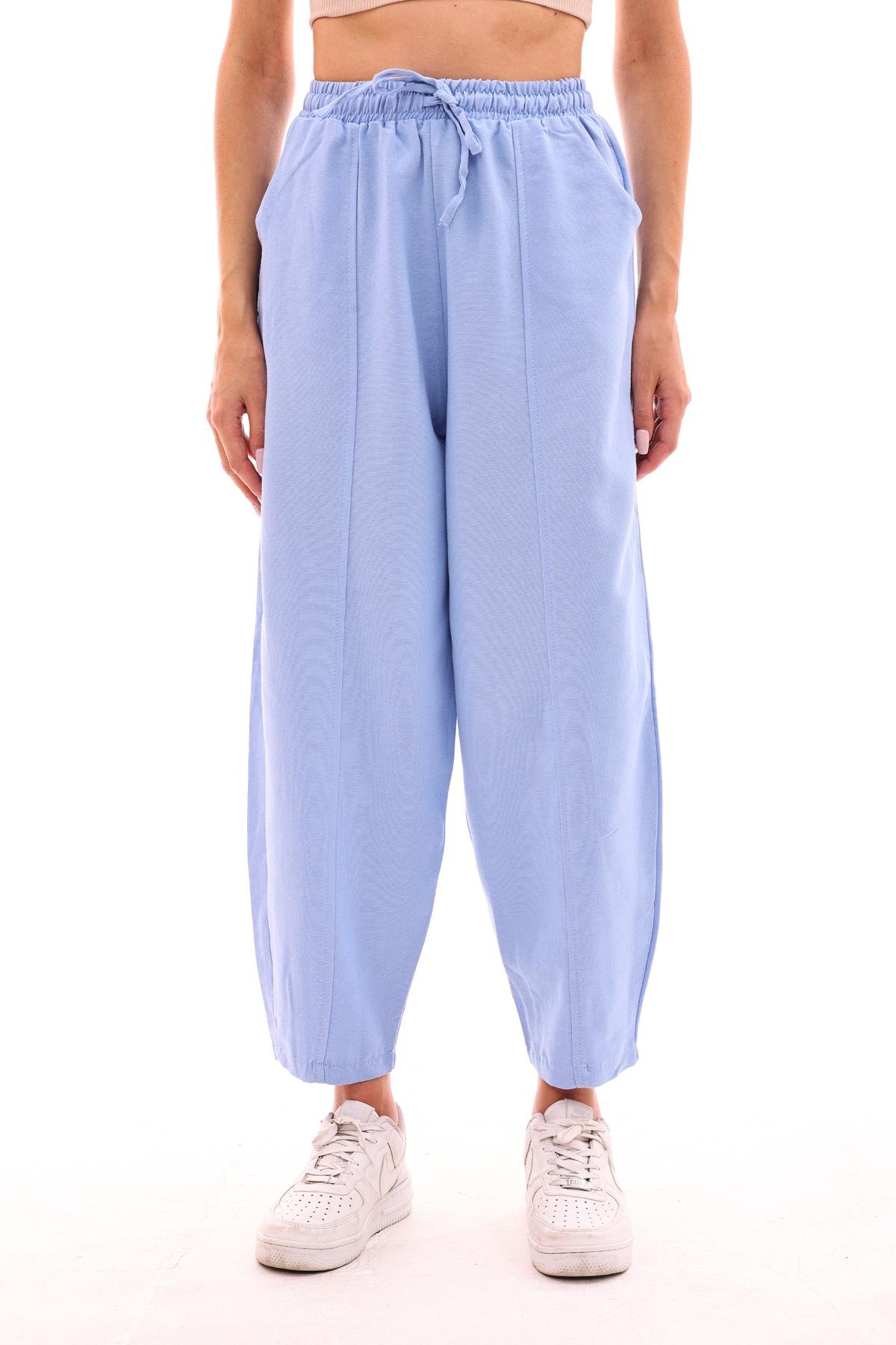 DADALİ Beli Lastikli Şalvar Pantolon Bebe Mavisi
