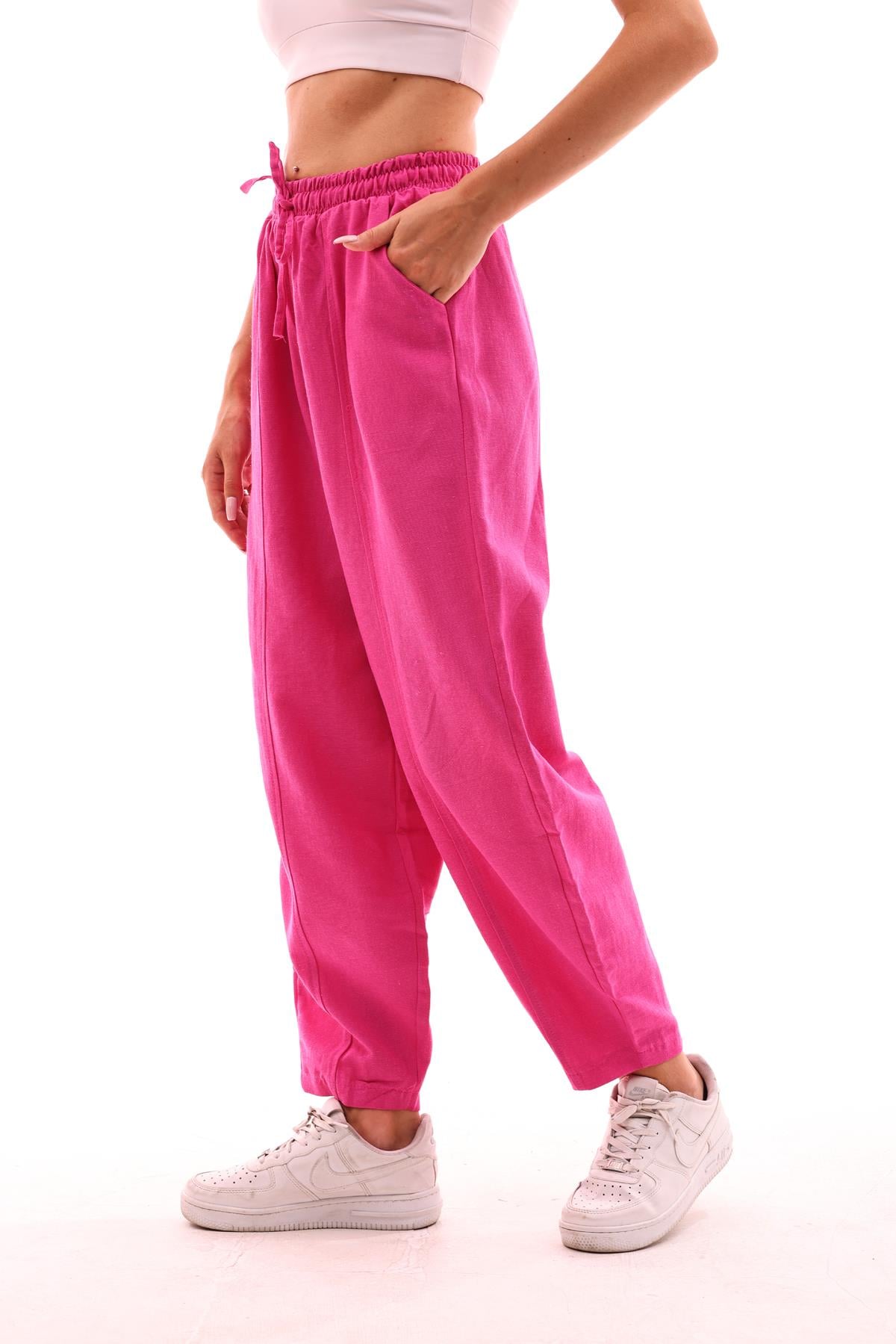 DADALİ Beli Lastikli Şalvar Pantolon Fuşya