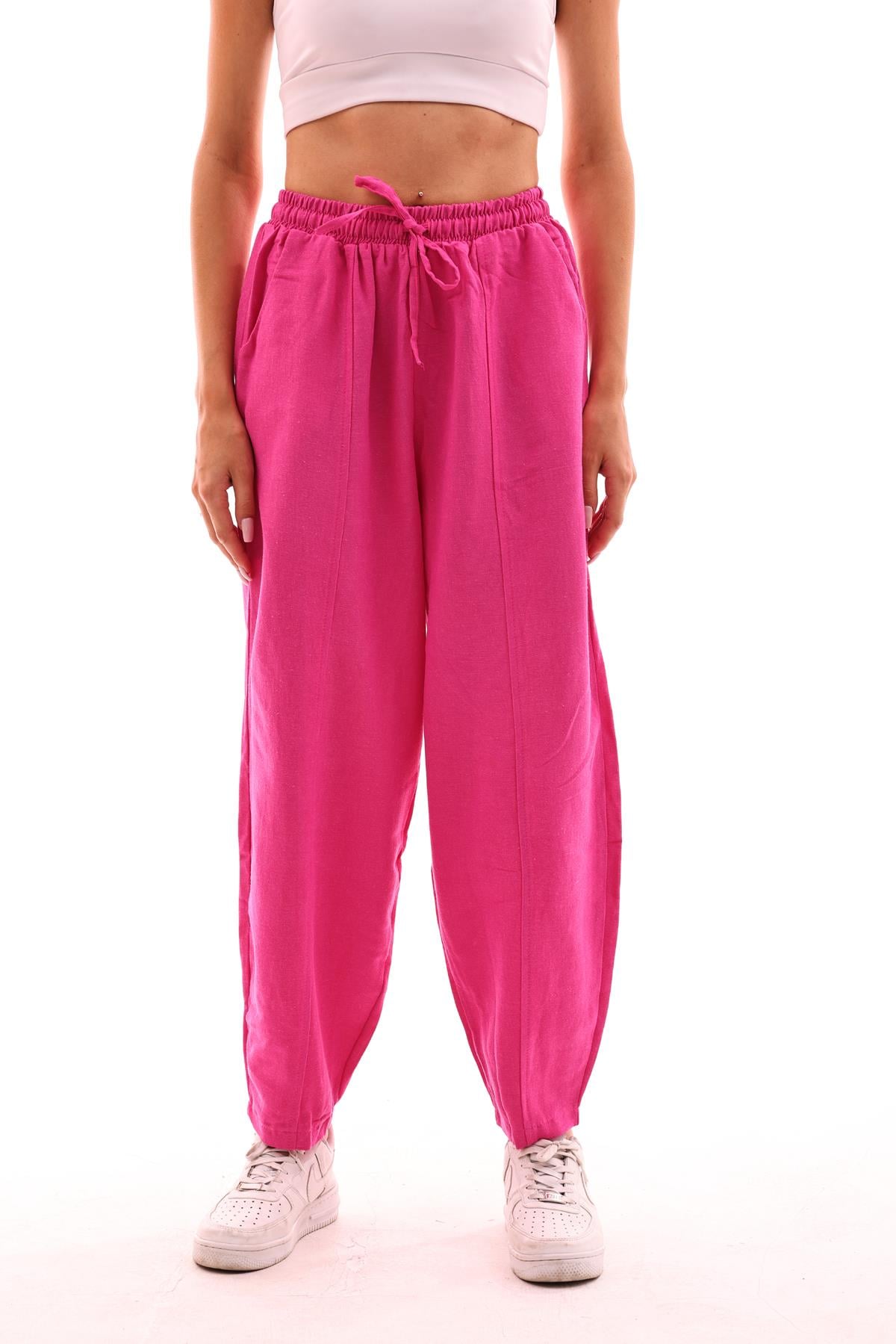 DADALİ Beli Lastikli Şalvar Pantolon Fuşya