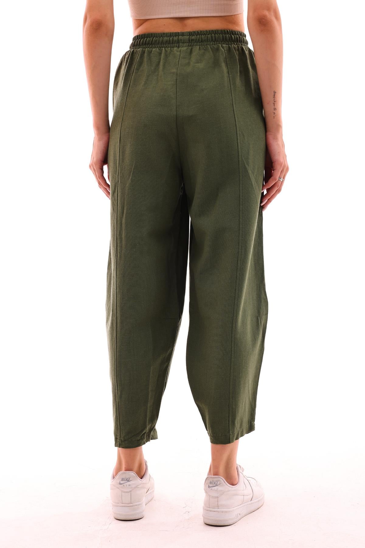 DADALİ Beli Lastikli Şalvar Pantolon Haki