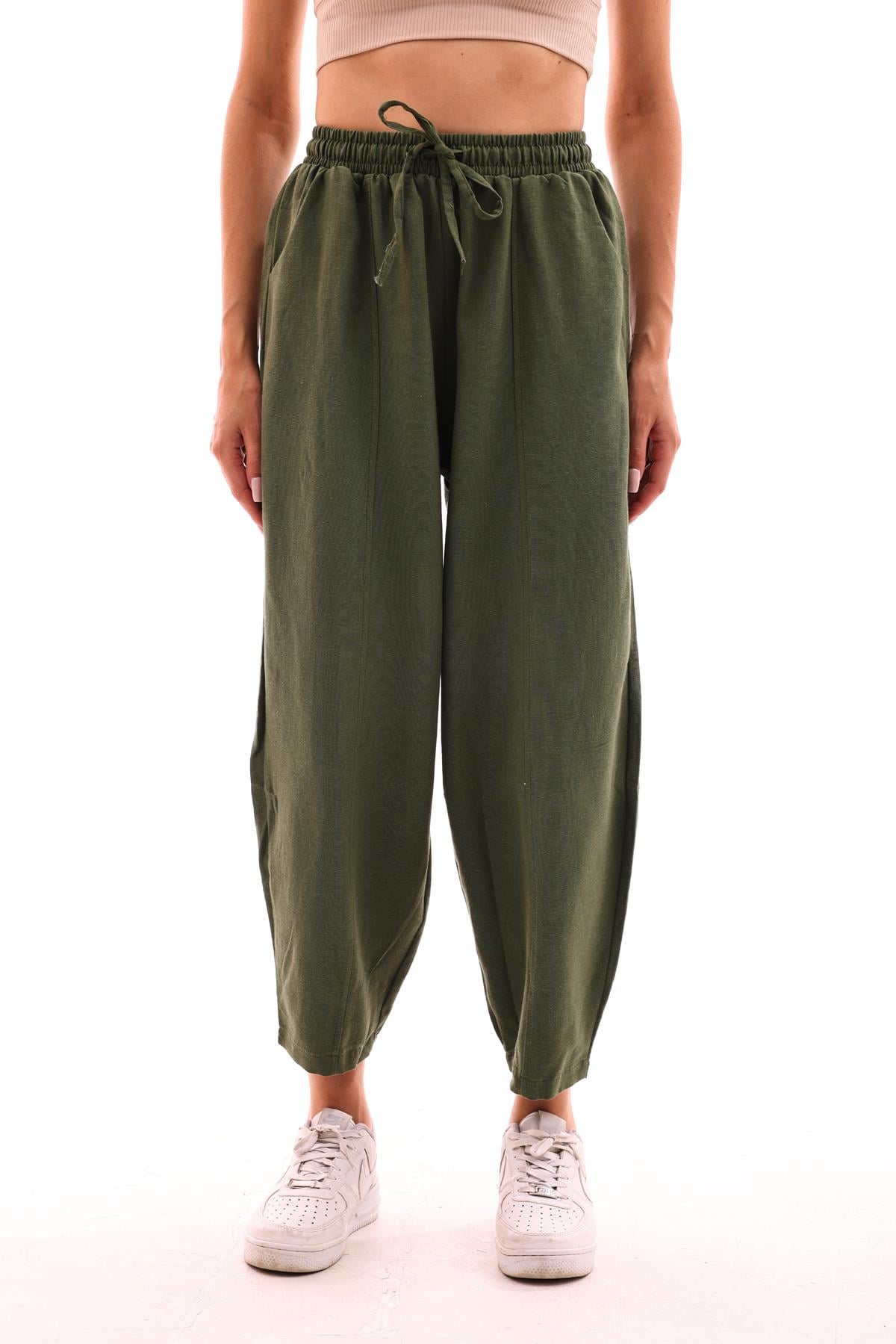 DADALİ Beli Lastikli Şalvar Pantolon Haki