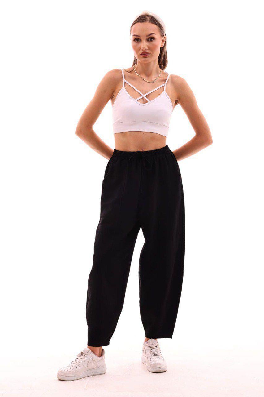 DADALİ Beli Lastikli Şalvar Pantolon Siyah