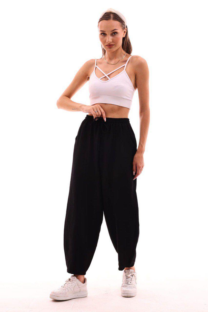 DADALİ Beli Lastikli Şalvar Pantolon Siyah