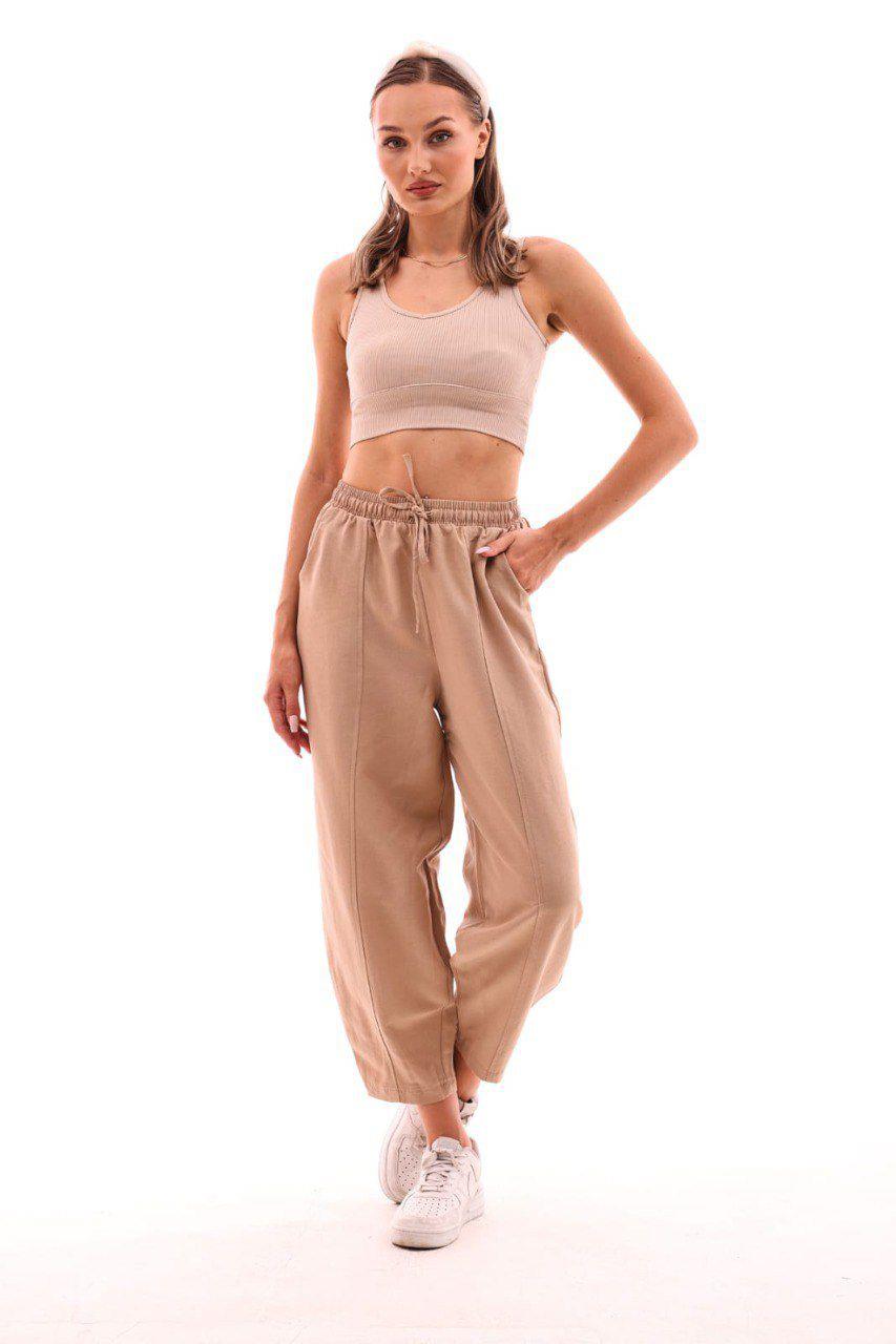 DADALİ Beli Lastikli Şalvar Pantolon Vizon