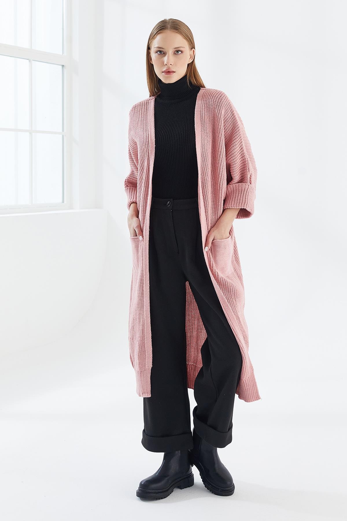 DADALİ Oversize Örme Triko Hırka Pembe