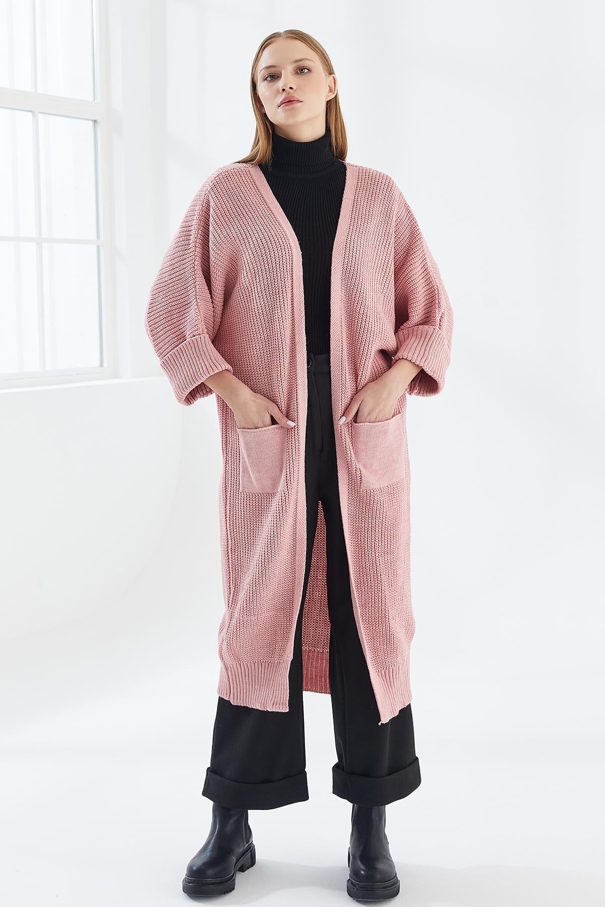 DADALİ Oversize Örme Triko Hırka Pembe