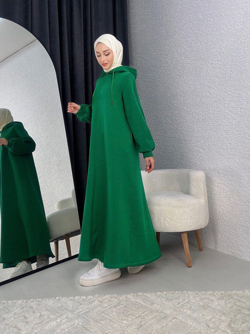 DADALİ Üç İplik Kapşonlu Elbise Benetton Yeşil