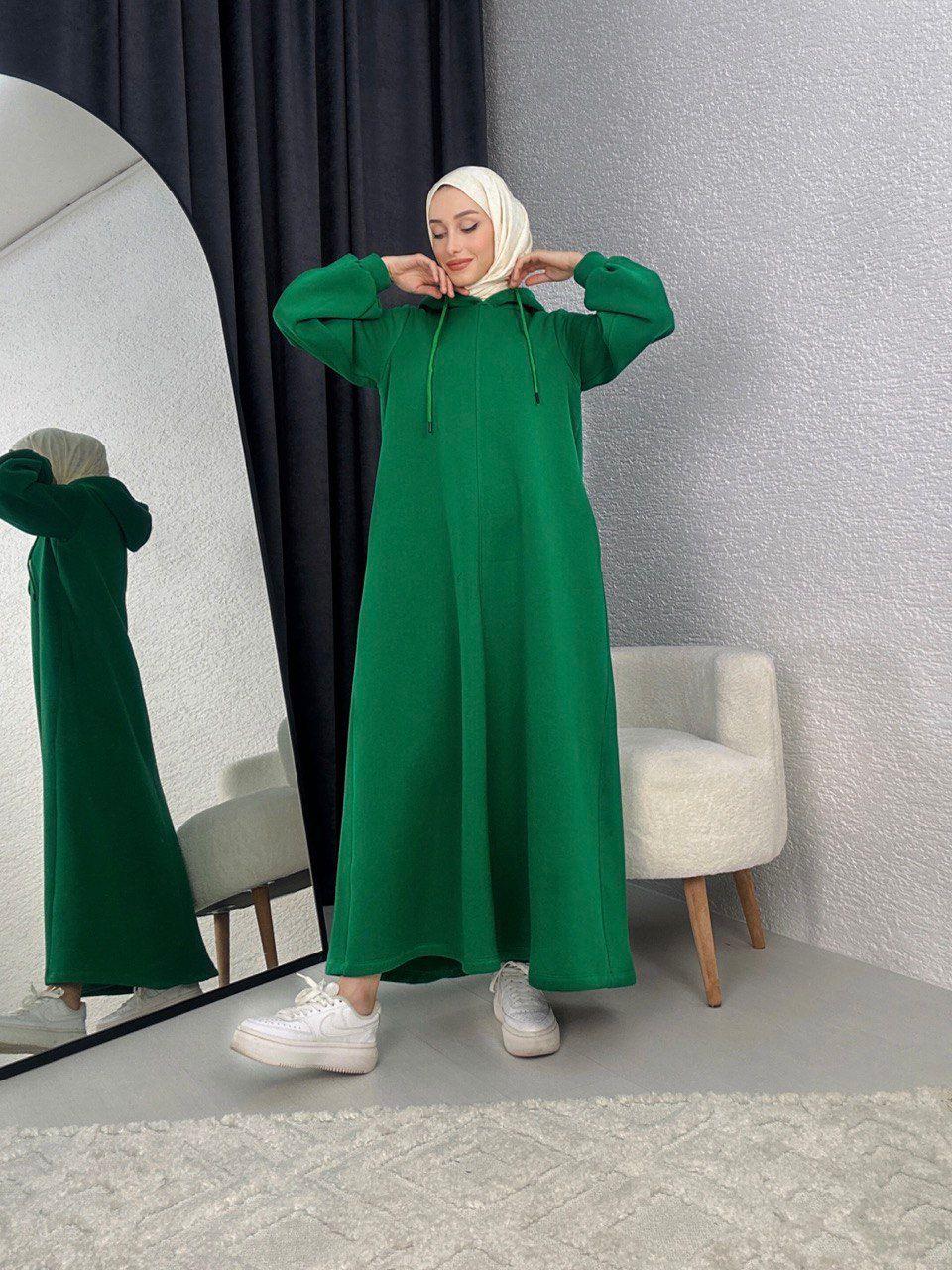 DADALİ Üç İplik Kapşonlu Elbise Benetton Yeşil