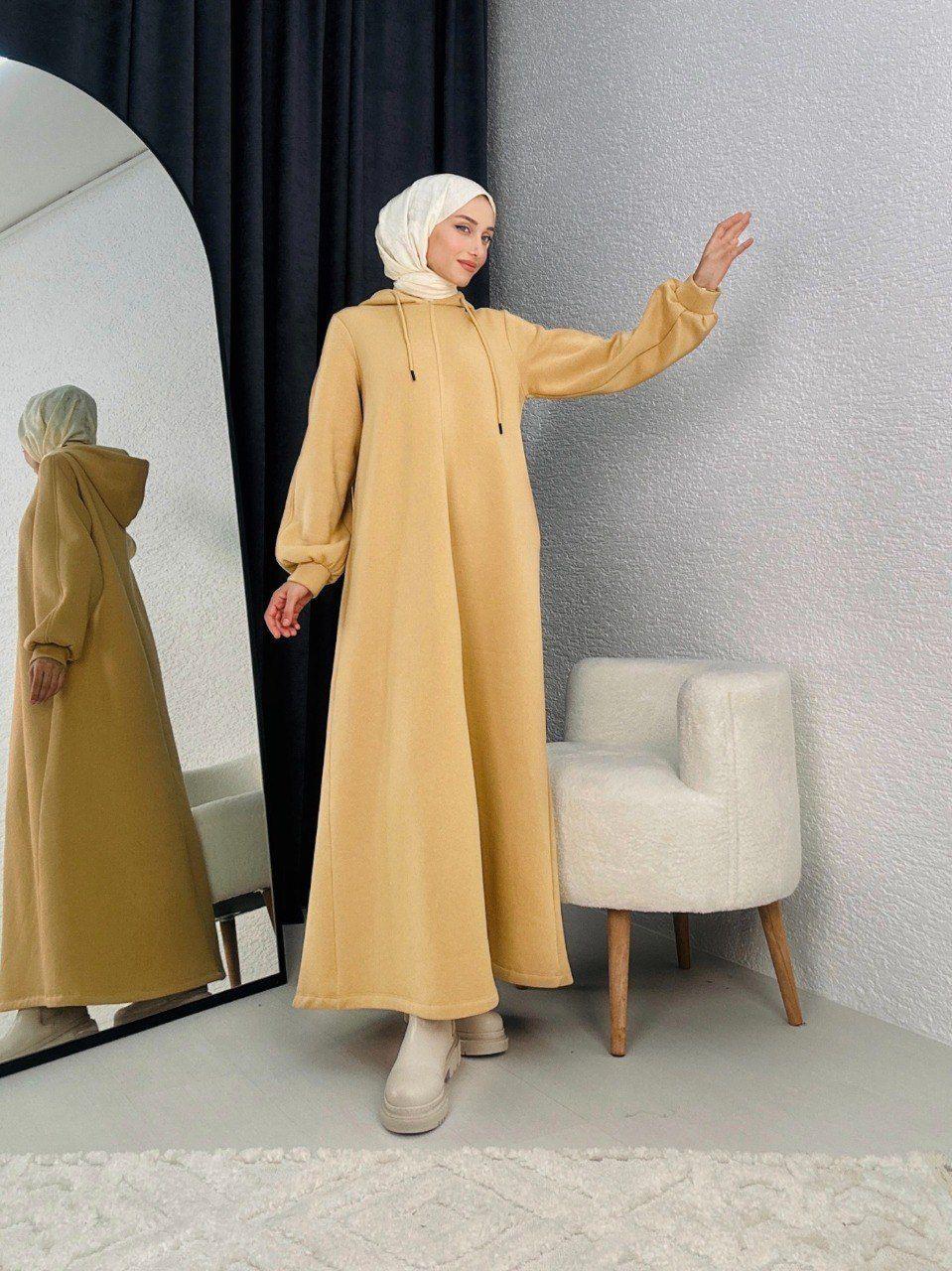 DADALİ Üç İplik Kapşonlu Elbise Camel