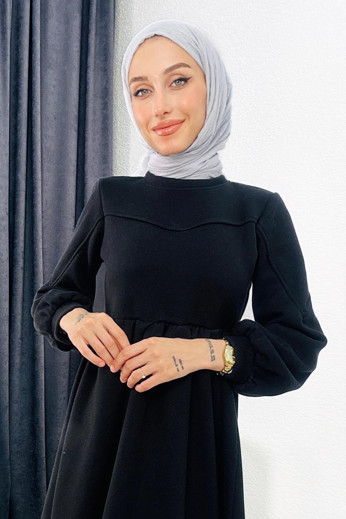 DADALİ Üç İplikli Şardonlu Elbise Siyah