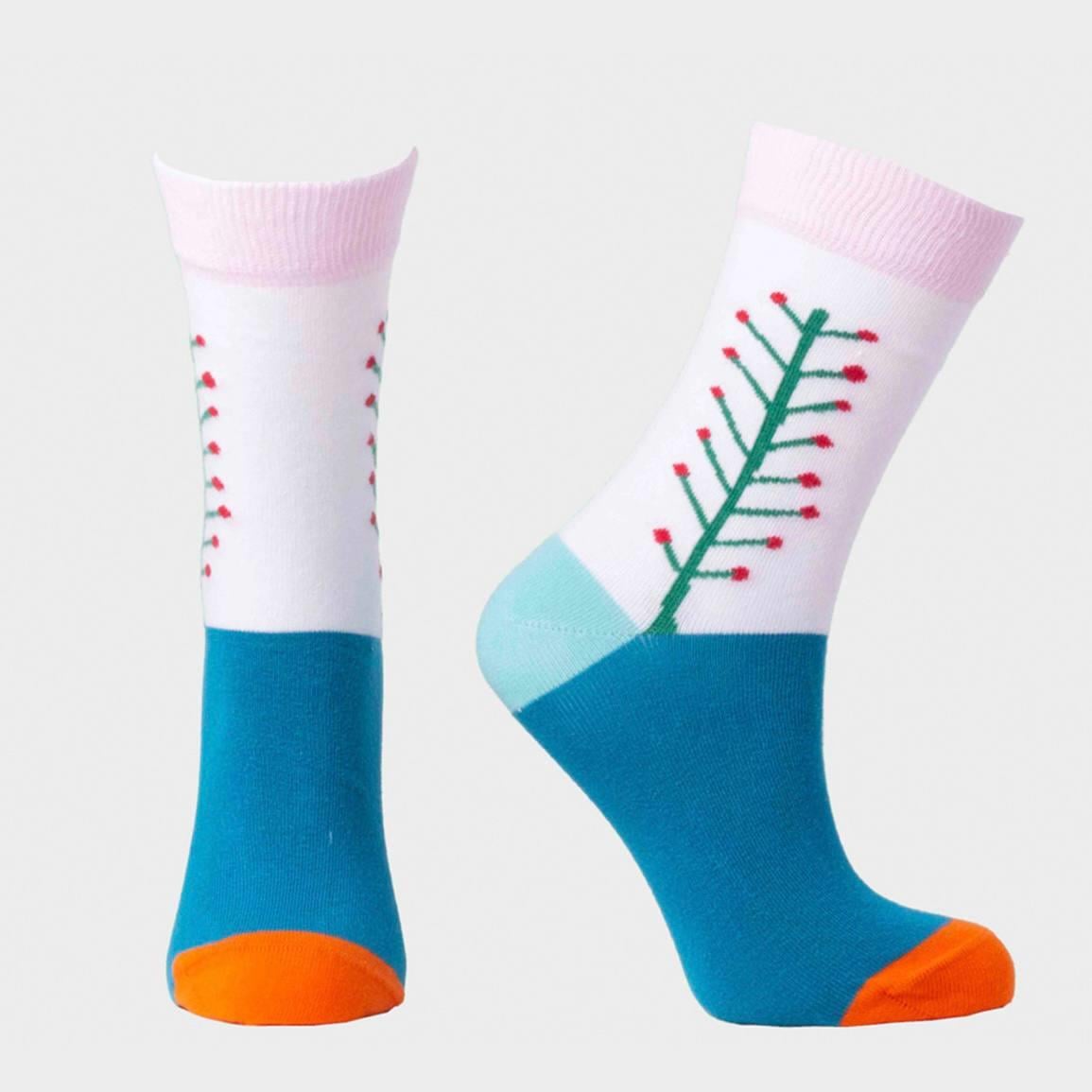 DADALİ Unisex Soket Kokulu Çorap Beyaz-Turkuaz