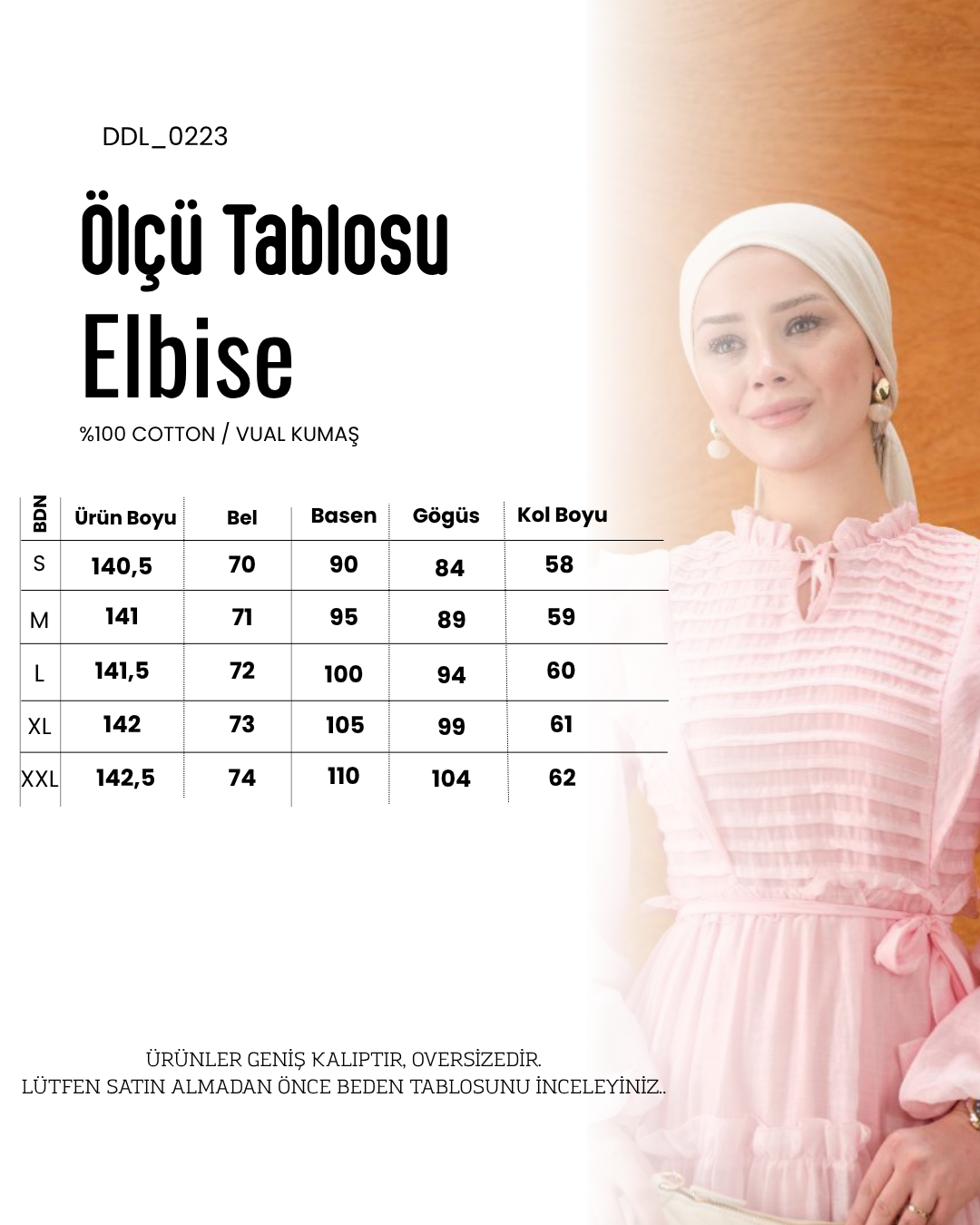 Hakim Yaka Piliseli Tasarım Tesettür Elbise Pudra