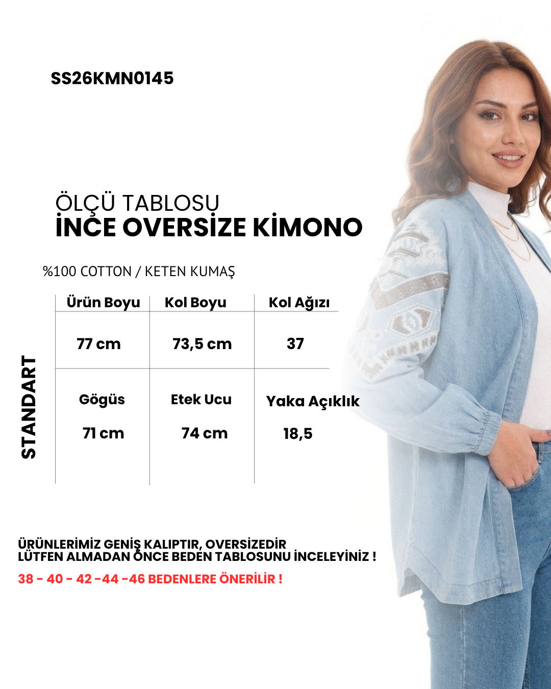 İNCE KOT YAZLIK OVERSİZE KİMONO AÇIK MAVİ 