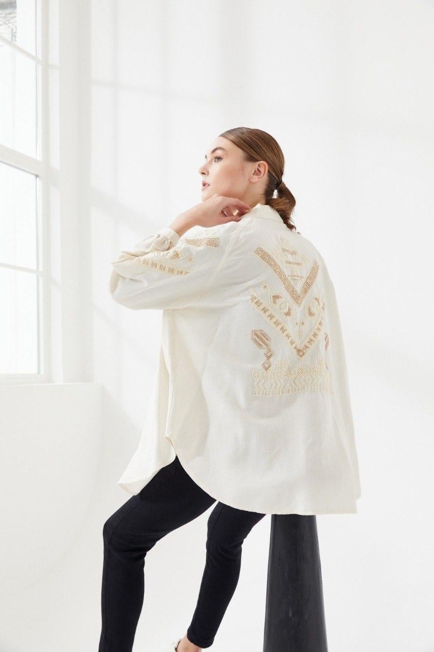 Nakışlı Kimono Ekru