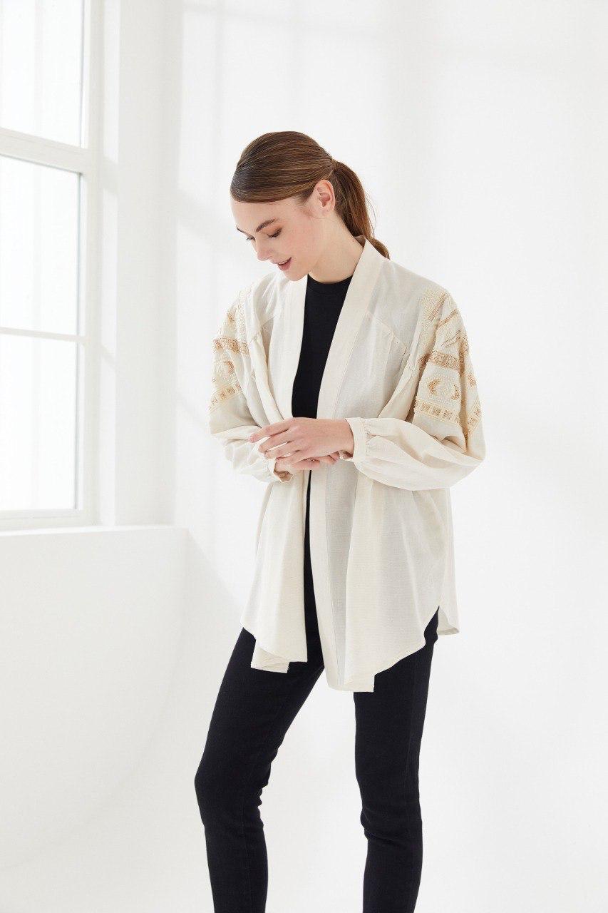 Nakışlı Kimono Ekru