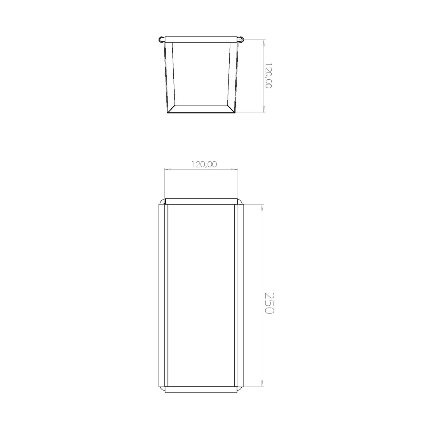 12x12x25 cm Ekmek Kalıbı, Kaplamalı