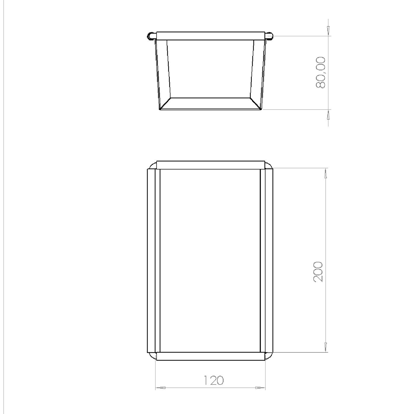 12x8x20 cm Tost Tavası, Kaplamalı