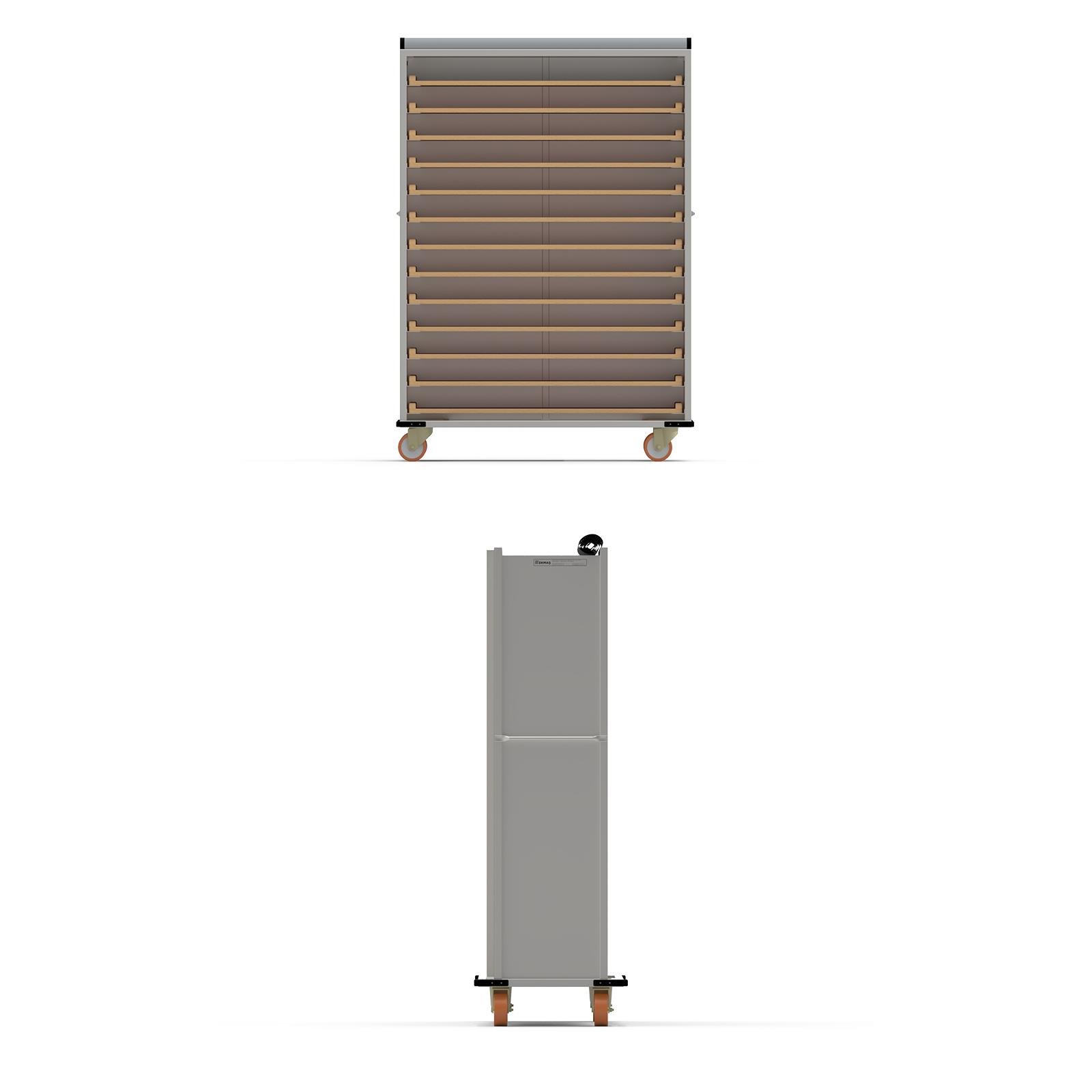 Chariot passeur en bois avec Système enfermé 40x120 cm (Inox)