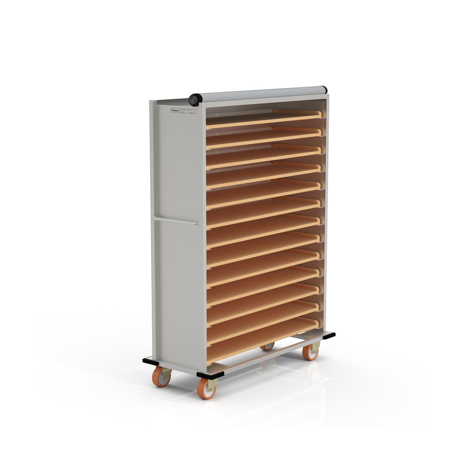 Chariot passeur en bois avec Système enfermé 40x120 cm (Inox)