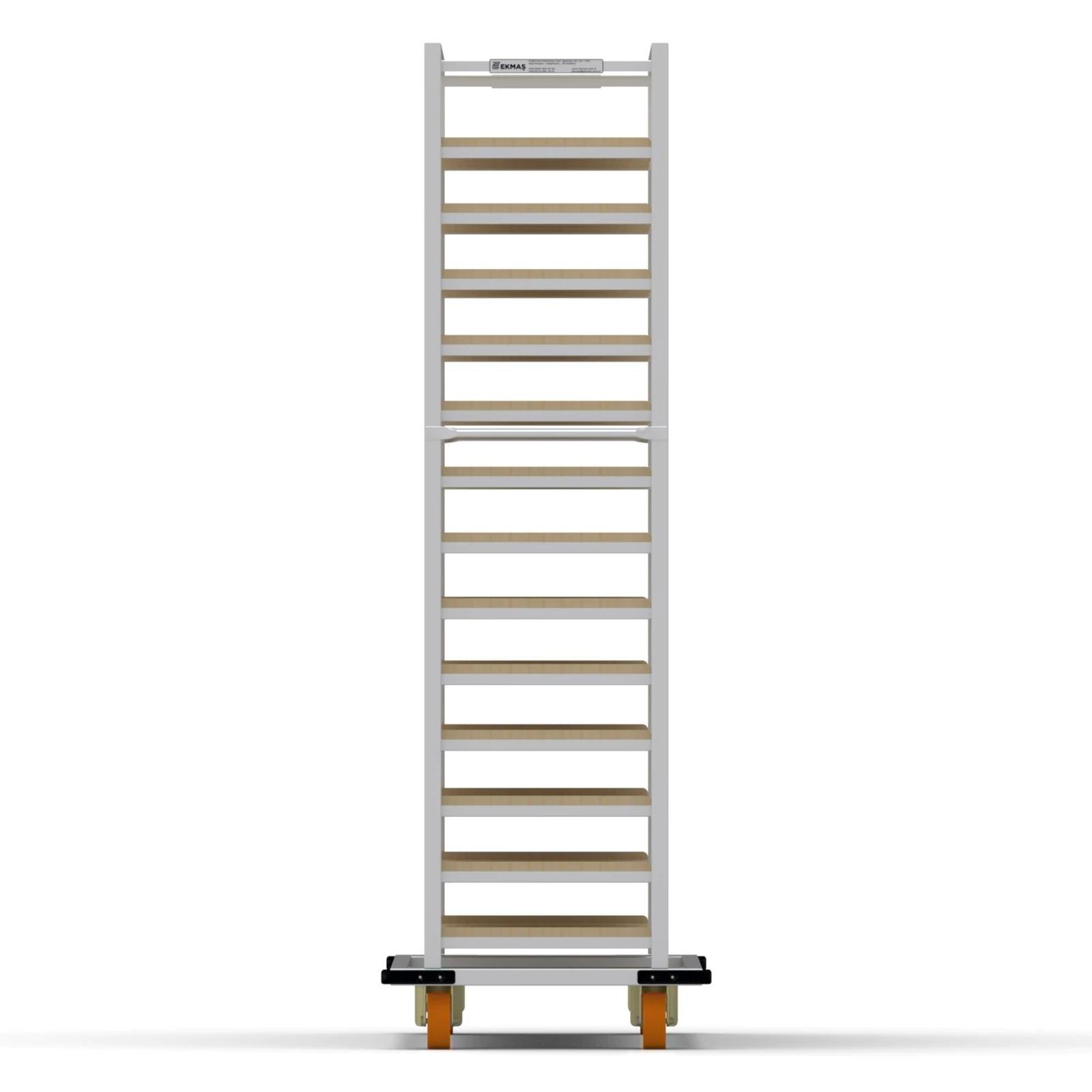 40x180 cm Tahta Pasa Arabası (İnoks) 13 Raflı