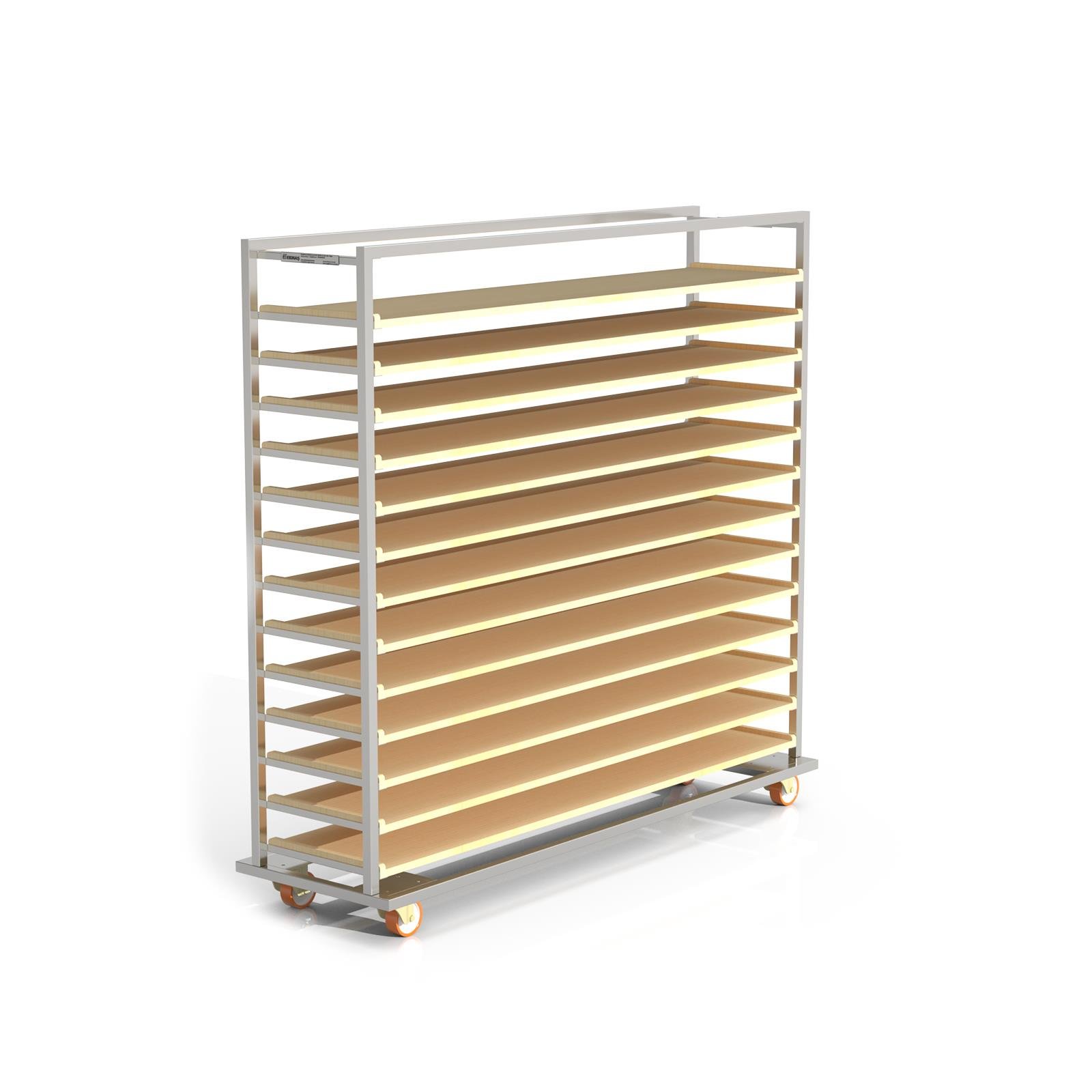 Chariot Passeur en bois 40x180 cm (Inox)