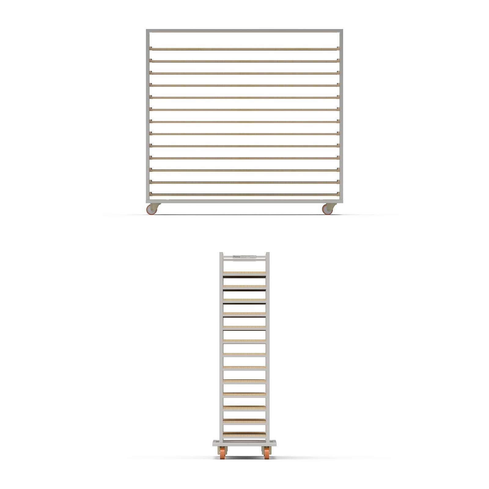 Chariot Passeur en bois 40x180 cm (Inox)