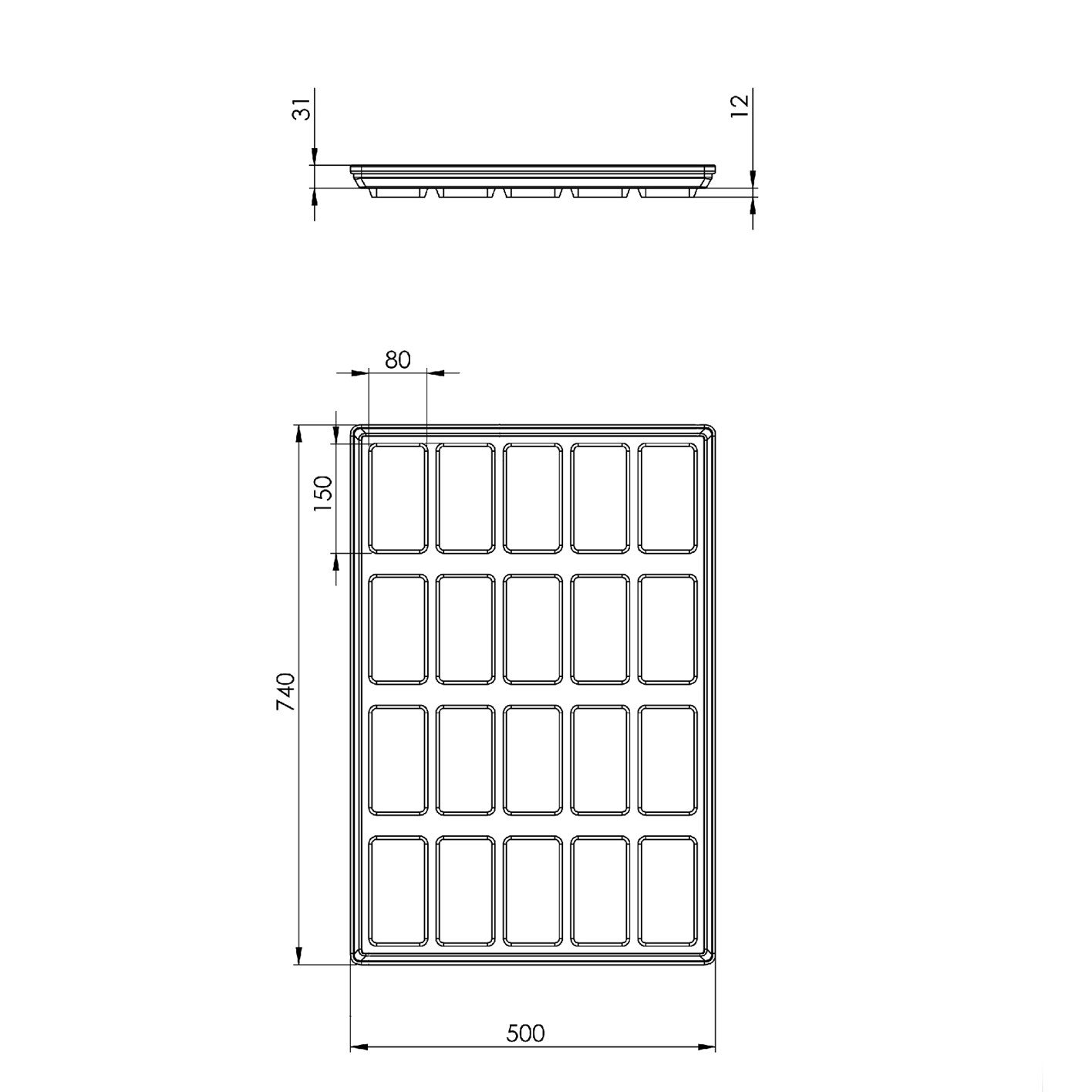 50x74 cm Dikdörtgen Panini Tavası, Kaplamalı